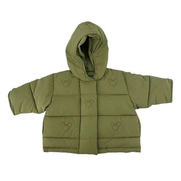 Walt Disney Collection Puffer Jacket Green Minnie Mouse Hooded Baby Girl 6 Month - Picture 2 of 8